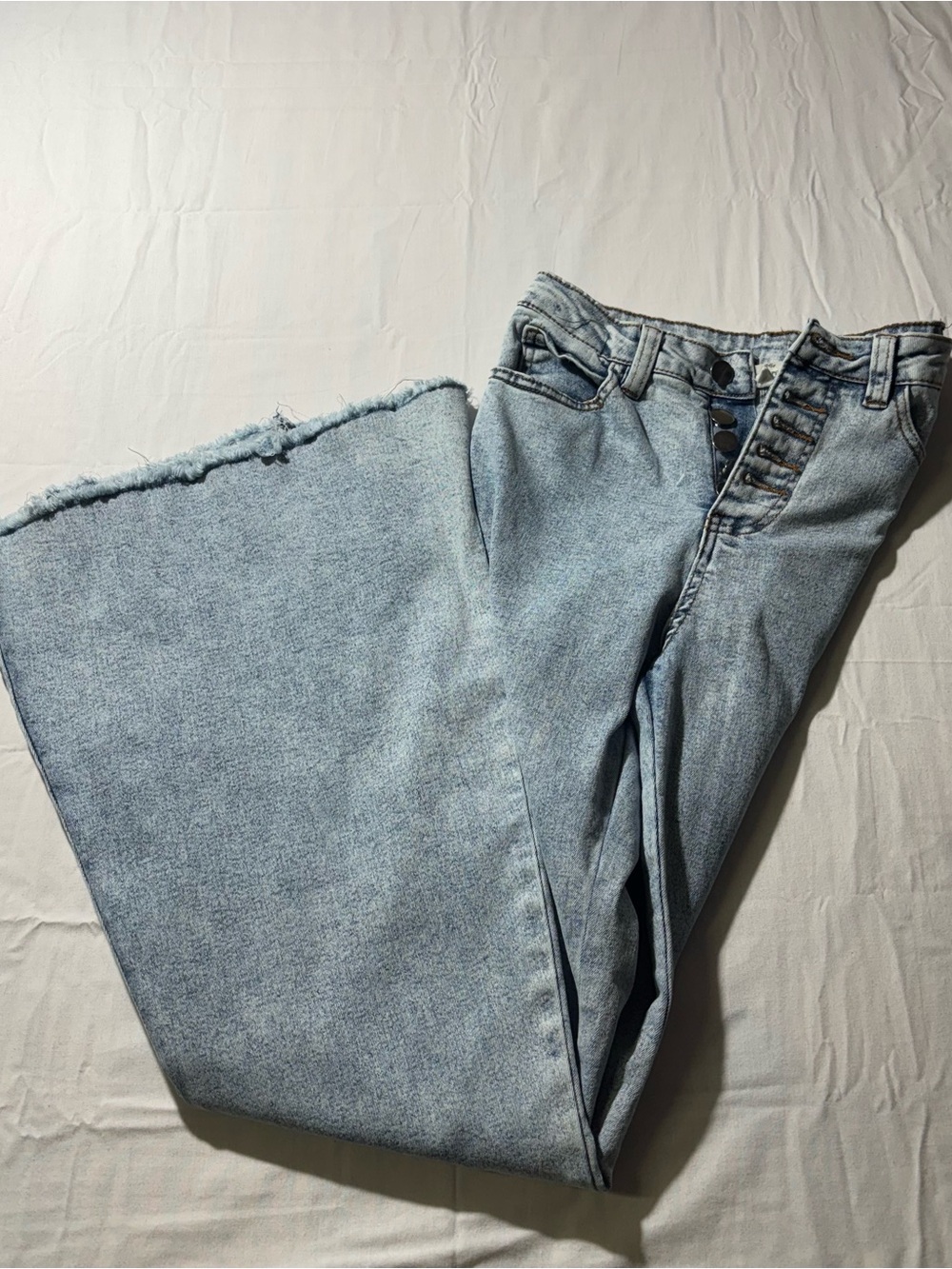 entro Light Blue High-Rise Flare Jeans with Button-Fly
